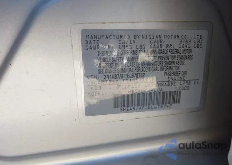 2014 Nissan Sentra S из США, поврежденный, VIN 3N1AB7AP1EL678742